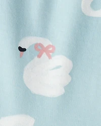 Toddler Girl Swan Print Long-Sleeve Peplum Top - Blue