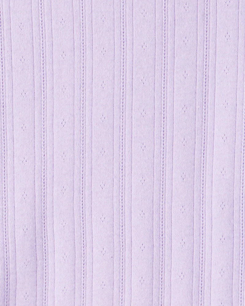 Girls Pointelle Long-Sleeve Top - Purple
