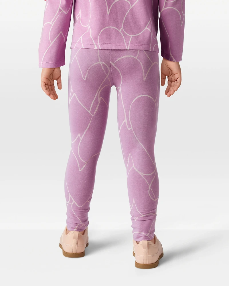 Toddler Girl Cotton Heart Stretch Leggings - Purple
