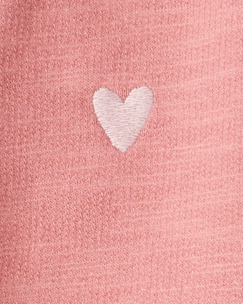 Baby Girl Heart Cotton Long-Sleeve Cardigan Sweater - Pink