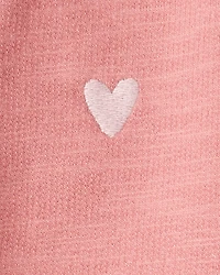 Baby Girl Heart Cotton Long-Sleeve Cardigan Sweater - Pink