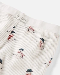 Baby 2-Piece Organic Cotton Waffle Knit Set in Snowman Print
