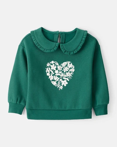 Toddler Girl DayDream Fleece Heart Long-Sleeve Pullover Sweatshirt - Green