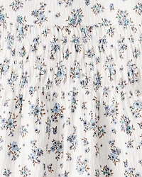 Toddler Girl 2-Piece Organic Cotton Crinkled Knit Set in BlueMist Bloom Print