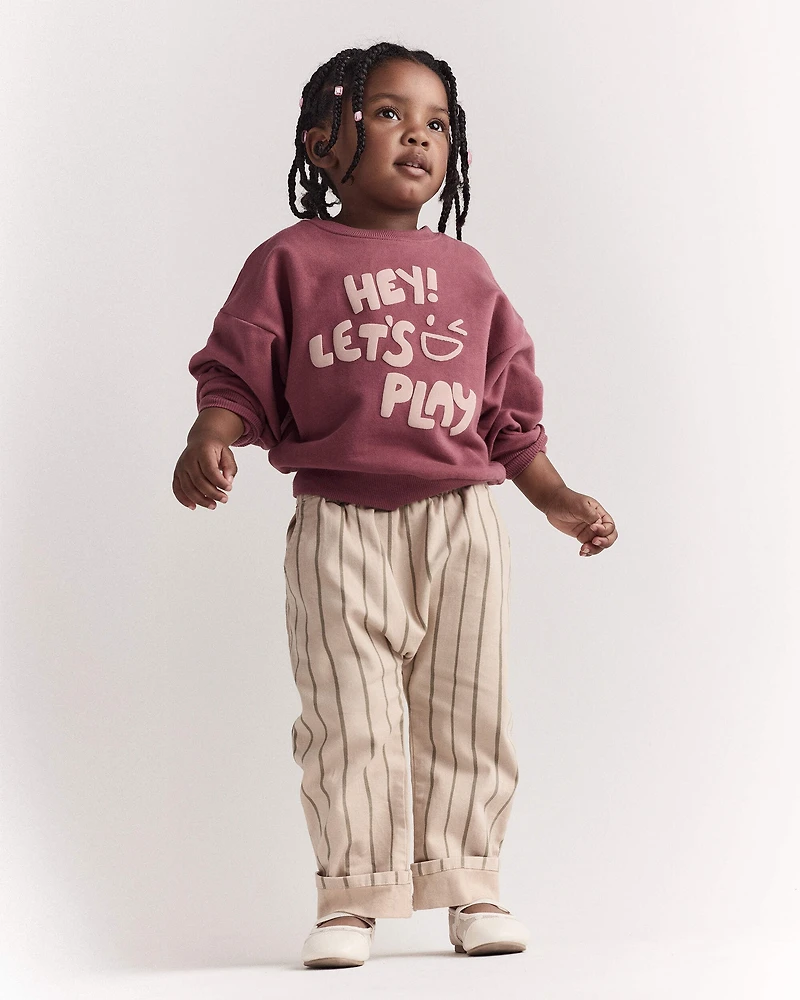 Toddler 'Hey! Let's Play' Dolman-Sleeve Sweatshirt - Burgundy