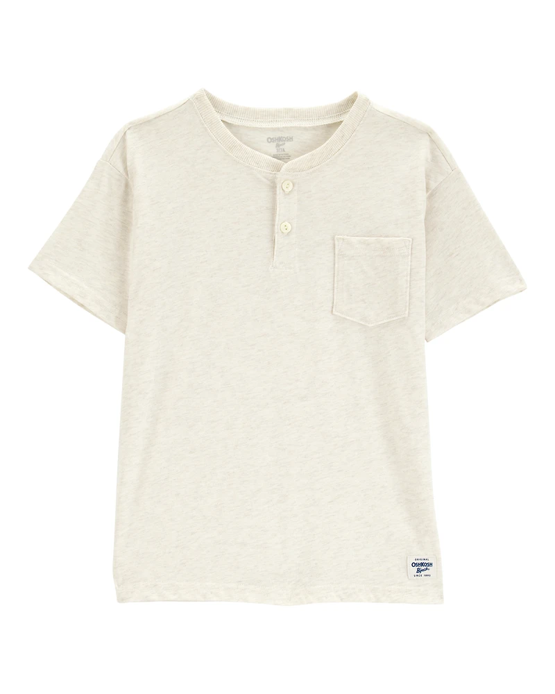Kid Pocket Henley Tee - Cream