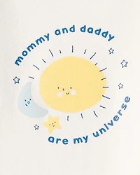 Baby "Mommy & Daddy Are My Universe" Cotton Long-Sleeve Graphic Bodysuit - Ivory