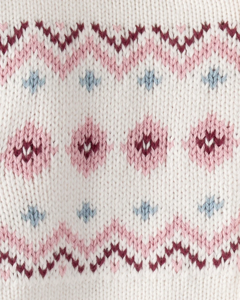 Toddler Girl Organic Cotton Fair Isle Sweater Knit