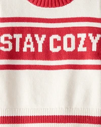 Baby Girl Stay Cozy Sweater - Red/Cream