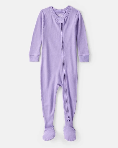 Baby Girl PurelySoft Long-Sleeve 2-Way Zip 1-Piece Pajamas - Purple