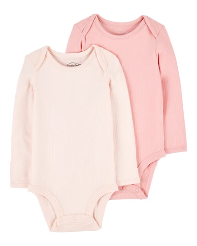 Baby Girl 2-Pack Long-Sleeve PurelySoft Bodysuits