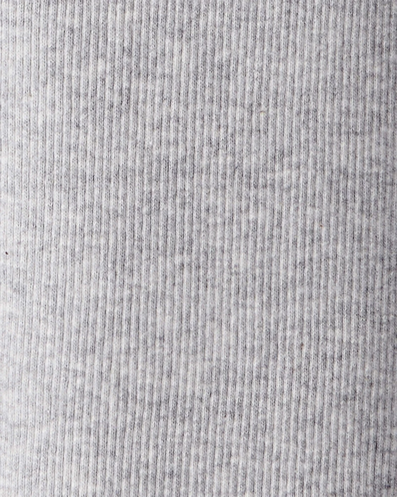 Girls Solid Cotton Ribbed Stretch Leggings - Grey
