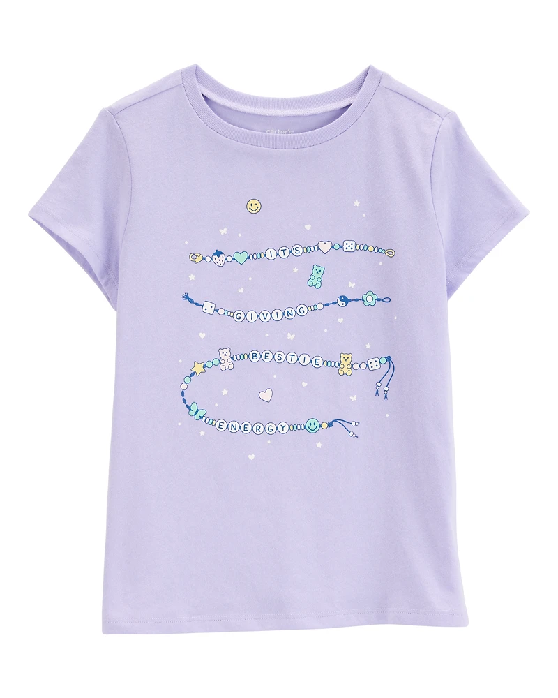 Girls Friendship Bracelet Short-Sleeve Graphic Tee - Blue