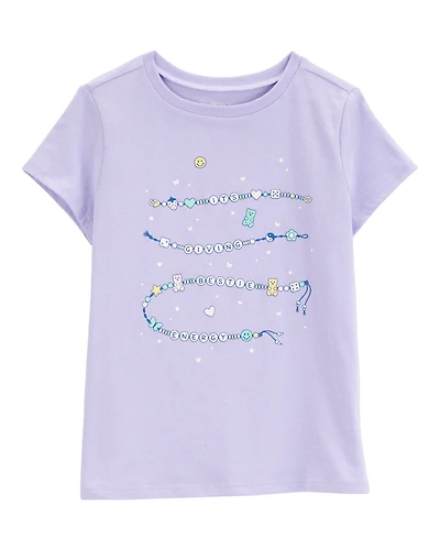 Girls Friendship Bracelet Short-Sleeve Graphic Tee - Blue