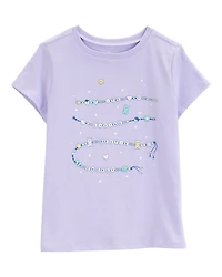 Girls Friendship Bracelet Short-Sleeve Graphic Tee - Blue