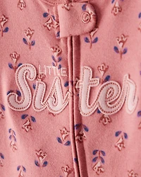 Baby Little Sister 2-Way Zip Cotton Sleep & Play Pajamas