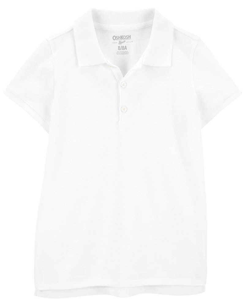 Girls Piqué Polo Shirt - White