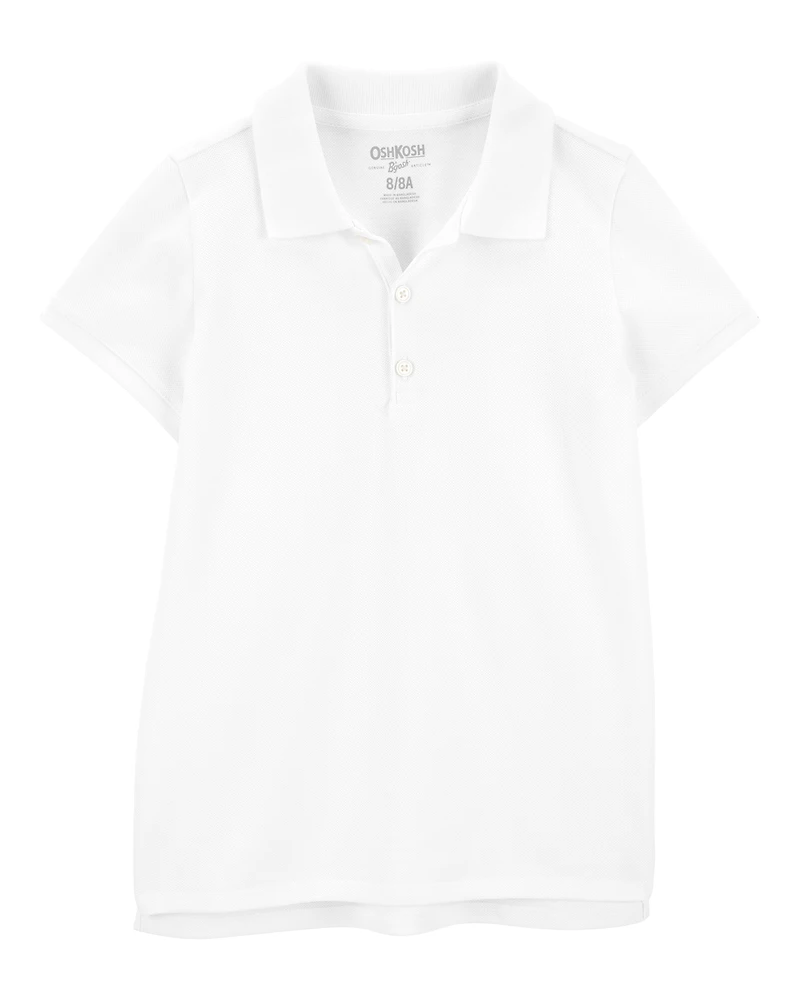 Girls Piqué Polo Shirt - White
