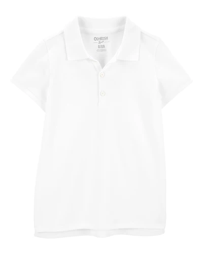 Girls Piqué Polo Shirt - White