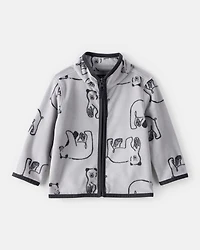 Toddler Boy Polar Bear Microfleece Zip-Up Jacket - Grey