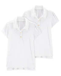 Kid 2-Pack Active Uniform Polo Shirts in Moisture Wicking BeCool™ Fabric - White
