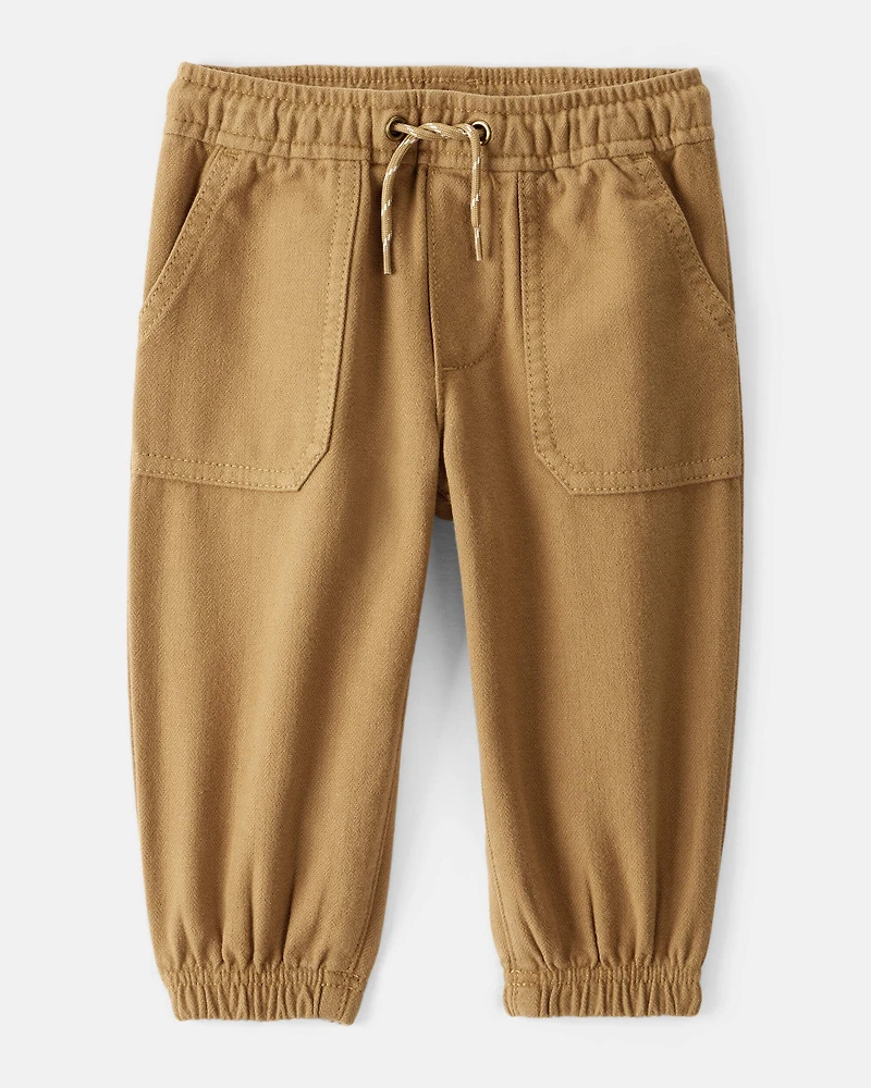 Baby Boy Herringbone Woven Pull-On Jogger - Brown