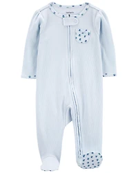 Baby Floral 2-Way Zip Ribbed Sleep & Play Pajamas