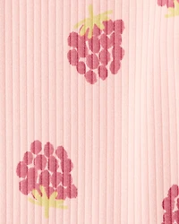Baby Girl Raspberry Print Long-Sleeve Fashion Bodysuit - Pink
