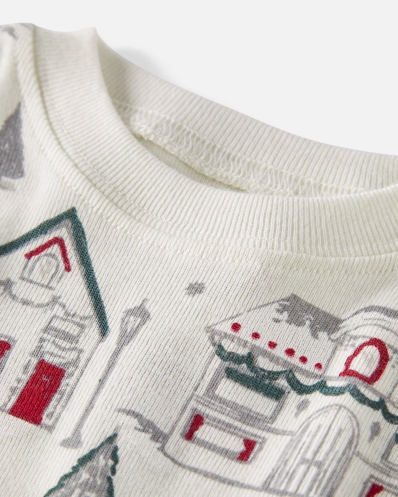 Baby Organic Cotton Pajamas Set Winter Village Print