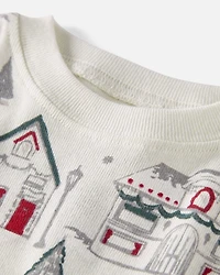 Baby Organic Cotton Pajamas Set Winter Village Print