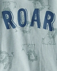 Toddler Boy 2-Piece Roar Hooded Tee & Jogger Pant Set - Green/Blue