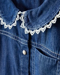 Baby Girl Western Denim Long-Sleeve Top - Blue