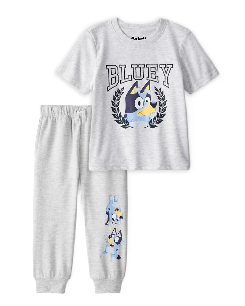 Toddler Boy 2-Piece Bluey Tee & French Terry Joggers Set - Grey