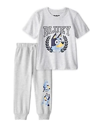 Toddler Boy 2-Piece Bluey Tee & French Terry Joggers Set - Grey