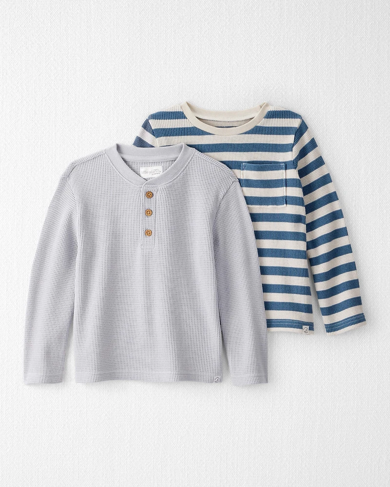 Toddler Boy 2-Pack Waffle Knit Long-Sleeve Tees Made with Organic Cotton