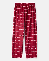 Adult Merry & Bright Holiday Print Pajama Pants - Red