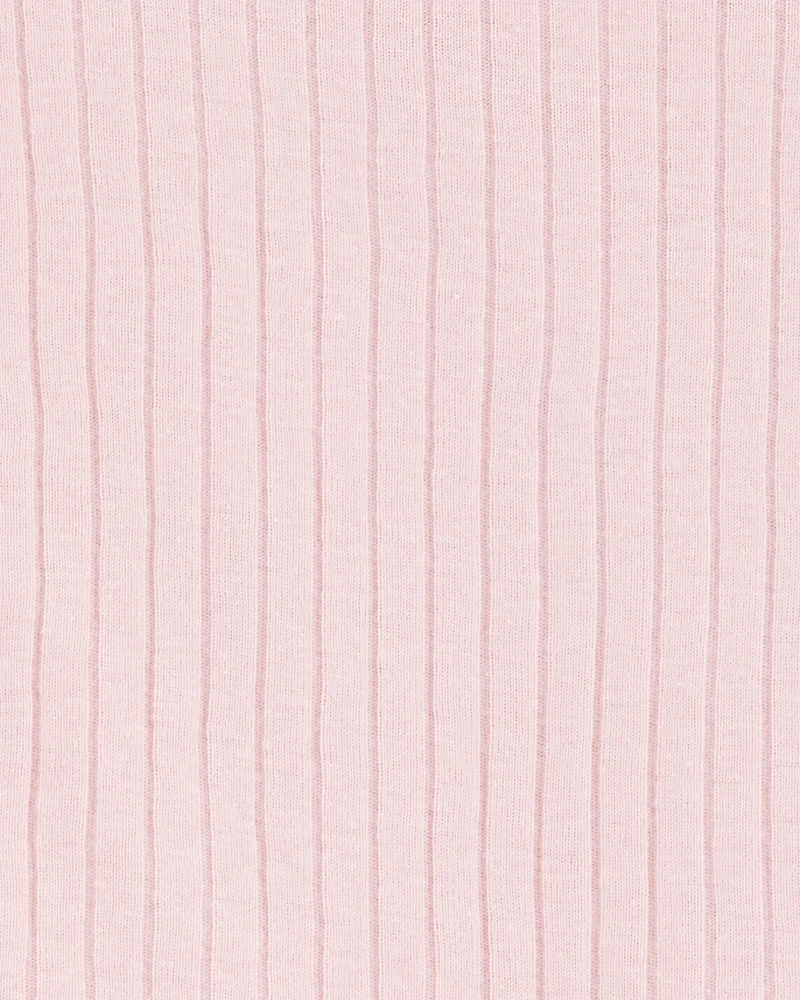 Baby Solid Ribbed Cotton Blend 2-Piece Pajamas - Pink