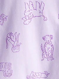 Toddler Girl Dog Print Long-Sleeve Pocket Tee - Purple