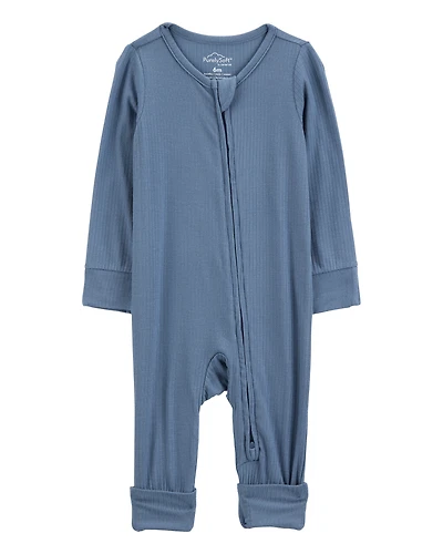 Baby Boy Solid 2-Way Zip PurelySoft Convertible Foot Sleep & Play Pajamas - Navy
