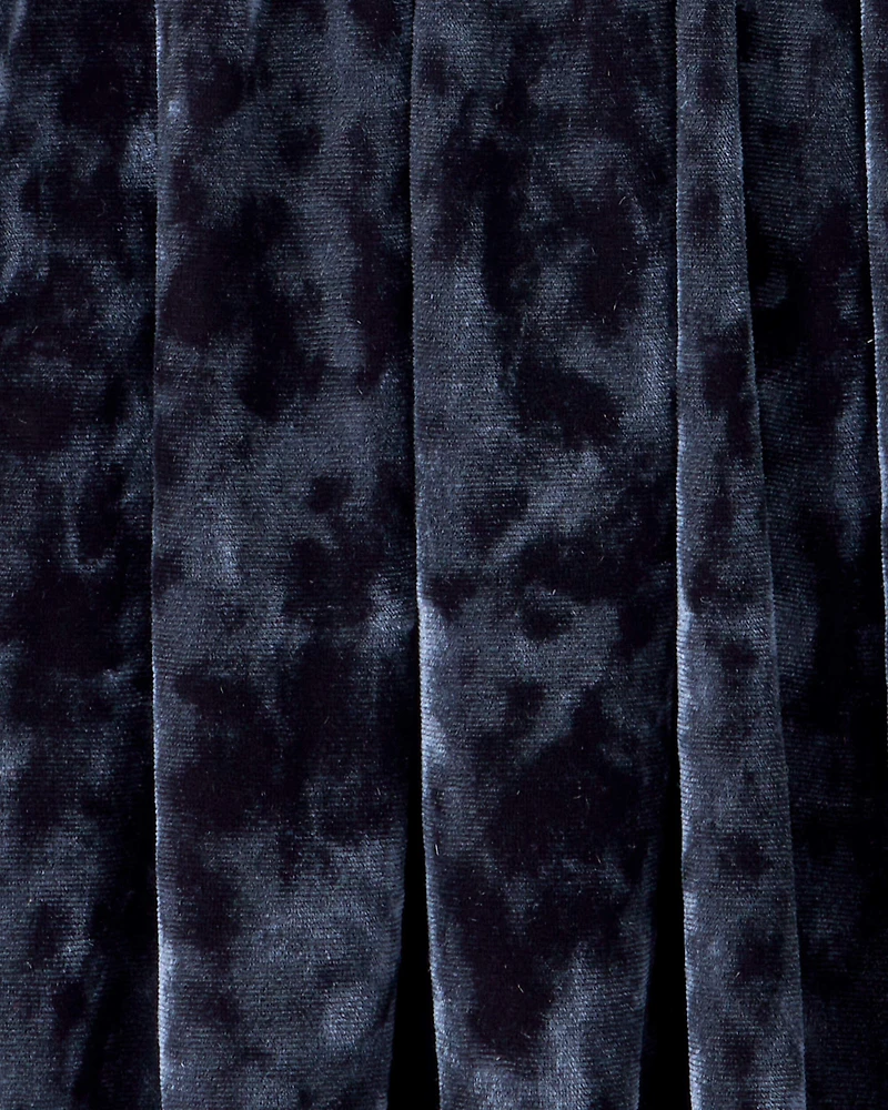 Girls Velour Skater Skirt - Navy