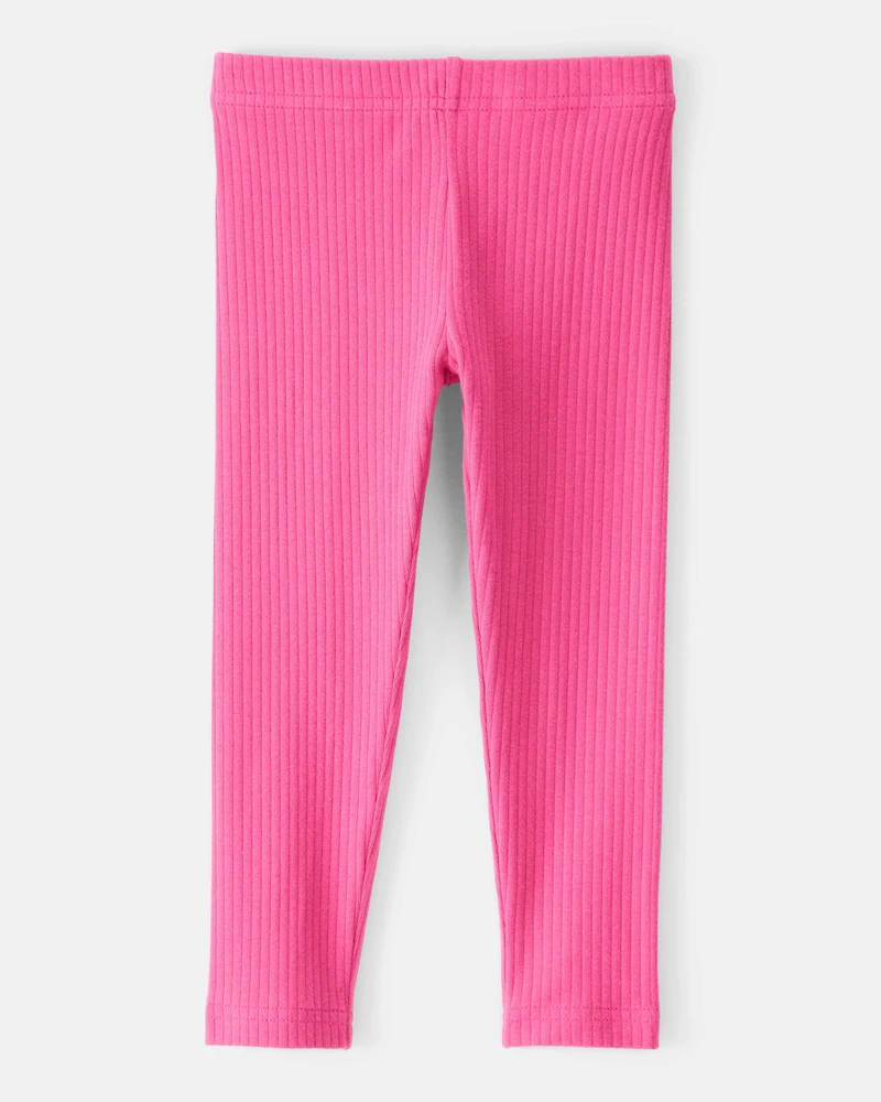 Toddler Girl 2-Piece Striped Long-Sleeve Top & Solid Stretch Leggings Set - Pink/Ivory