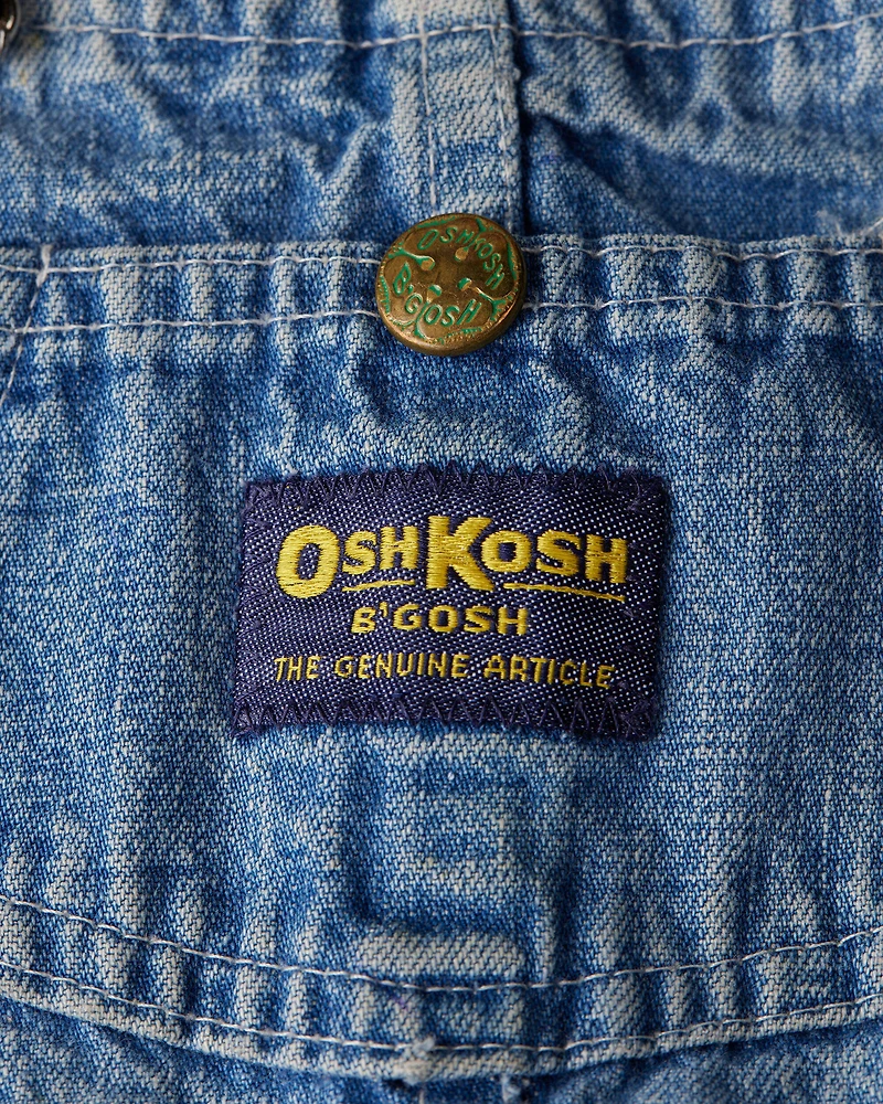 Toddler 4T Vintage Medium Wash Denim Overalls from the OshKosh Archive Release, circa 1970s