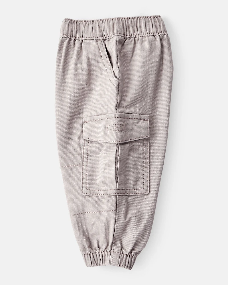 Baby Boy  Cotton Twill Pull-On Cargo Joggers - Grey
