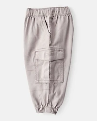 Baby Boy  Cotton Twill Pull-On Cargo Joggers - Grey