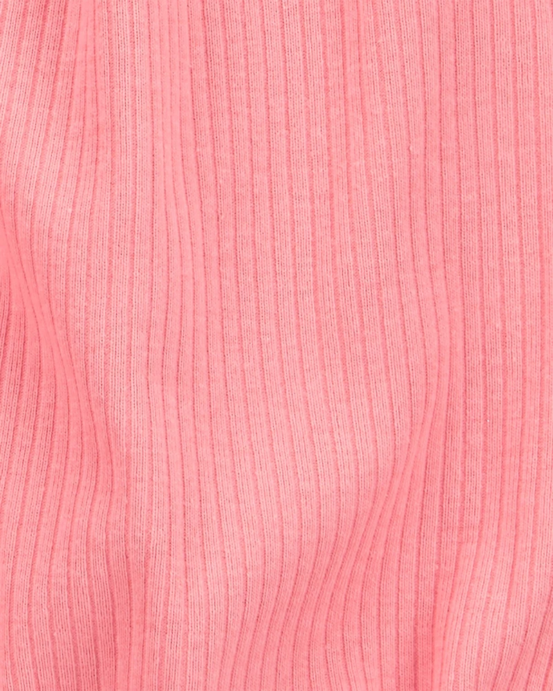 Baby Girl Cotton Rib Short-Sleeve Romper - Pink