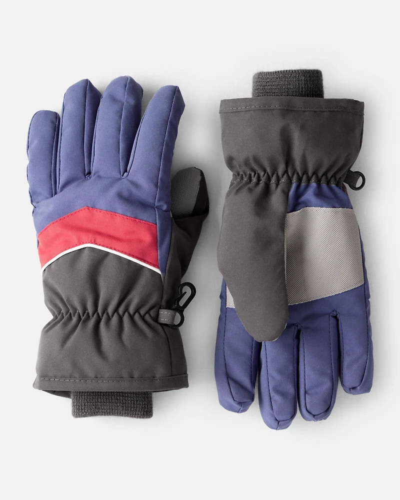 Boys Ski Glove - Blue/Red/Grey