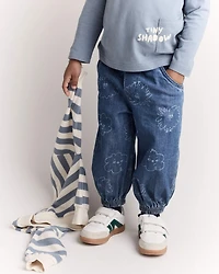 Toddler 'Tiny Shadow' Long-Sleeve Pocket Graphic Tee - Blue