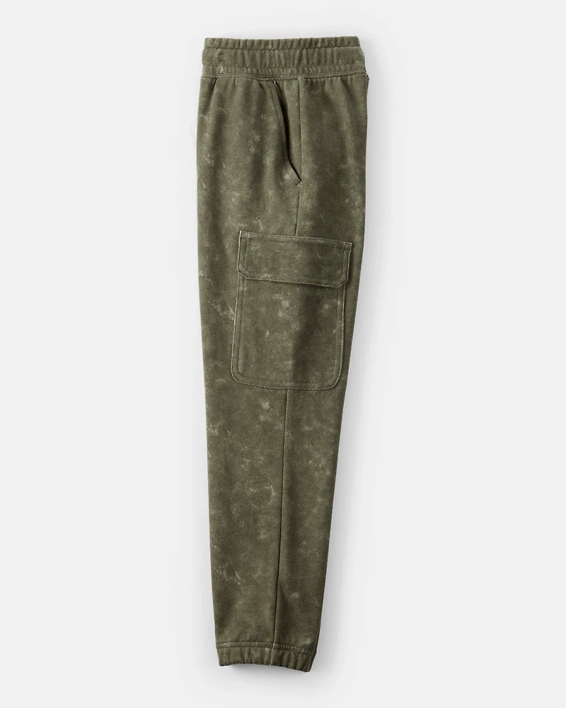 Boys Acid Wash Print French Terry Joggers - Green