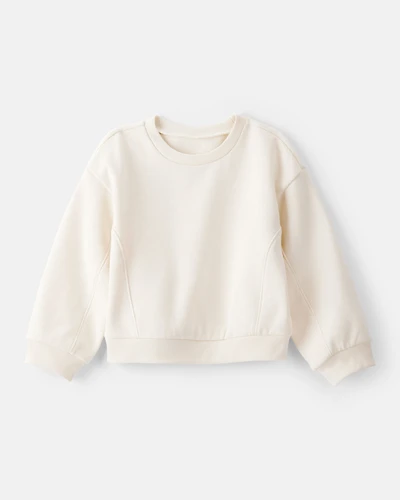 Toddler Girl Long-Sleeve Pullover Sweatshirt - White