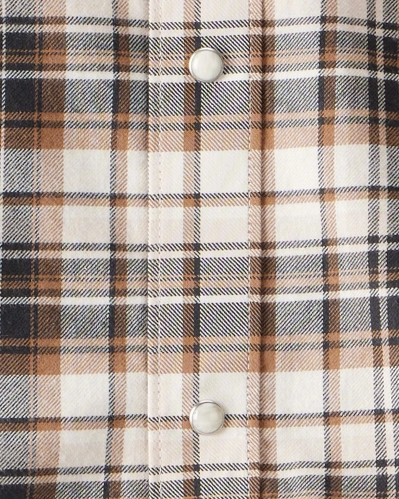Boys Western Plaid Cotton Long-Sleeve Button-Down Shirt